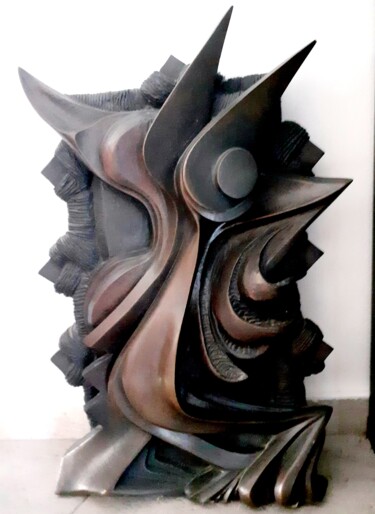 Sculptuur getiteld "VOLATILE EN CAGE" door Severino Braccialarghe, Origineel Kunstwerk, Bronzen