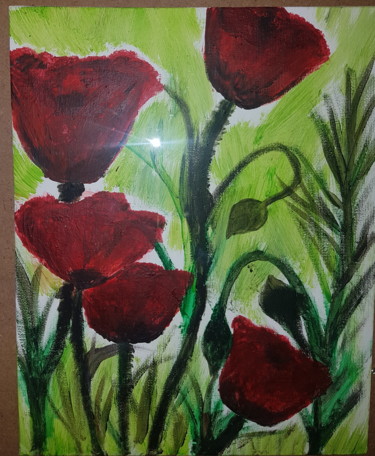 Peinture intitulée "Red poppy'ss" par S.As, Œuvre d'art originale