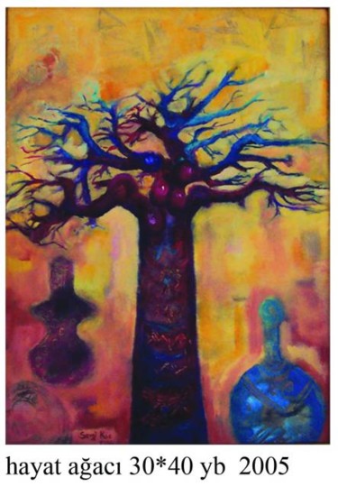 Peinture intitulée "hayat ağacı" par Sevgi Dağcı  Koç, Œuvre d'art originale