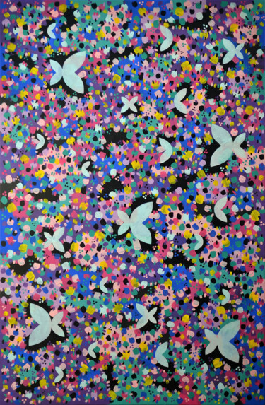 Painting titled "Invasion of Butterf…" by Sevil Ahmadian, Original Artwork, Acrylic