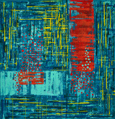 Malerei mit dem Titel "Colorful Spots (061)" von Sevil Ahmadian, Original-Kunstwerk, Acryl