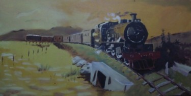 Malerei mit dem Titel "train" von Şevkiye Görgen Şengül, Original-Kunstwerk, Öl