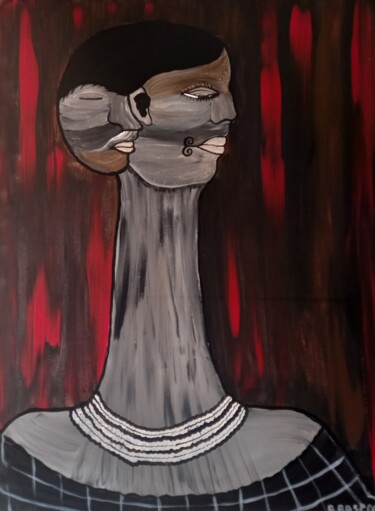 Peinture intitulée "LE CHUCHOTEMENT A L…" par Angelo Hossou Zoffoun, Œuvre d'art originale, Acrylique
