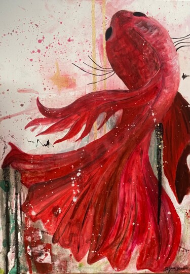 "Kırmızı" başlıklı Tablo Şeyma Bora tarafından, Orijinal sanat, Akrilik