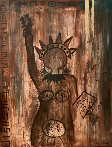 Painting titled "Petroglif" by Şeyma Bora, Original Artwork, Acrylic