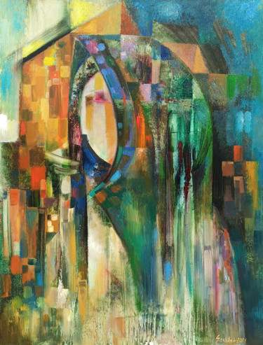 Painting titled "Silence bells (50x7…" by Seyran, Original Artwork, Oil Mounted on Wood Stretcher frame