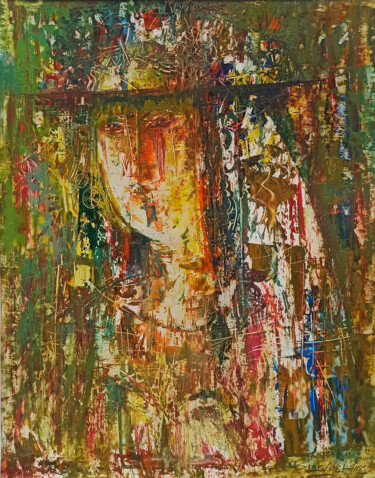 Painting titled "Abstract portrait (…" by Seyran, Original Artwork, Oil
