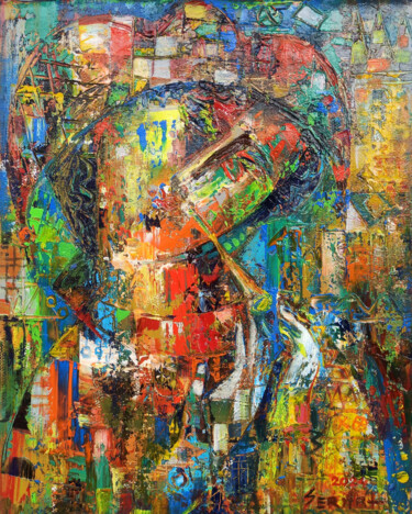 Painting titled "VIVID PERSONA" by Seyran, Original Artwork, Oil Mounted on Wood Stretcher frame