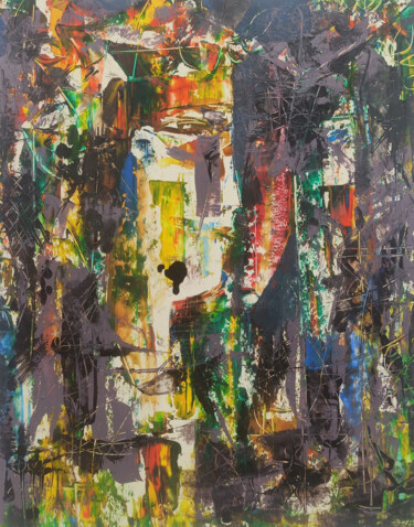 Картина под названием "Abstract masks" - Seyran, Подлинное произведение искусства, Масло