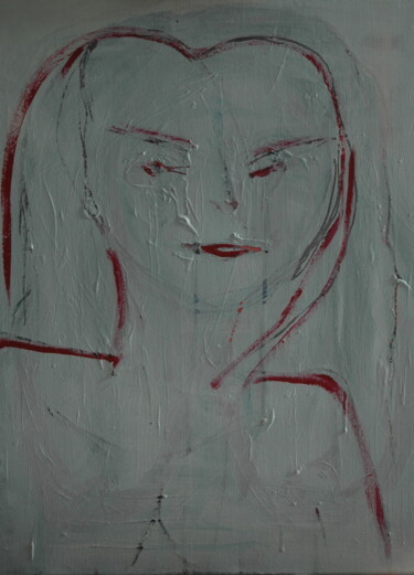 Peinture intitulée "Autoportrait blanc" par Sf Dini, Œuvre d'art originale