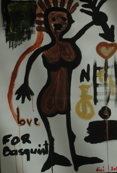 Peinture intitulée "Hommage à Basquiat" par Sf Dini, Œuvre d'art originale