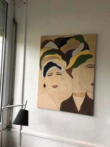Painting titled "Les 2 soeurs" by Sandrine Fiacre, Original Artwork, Acrylic