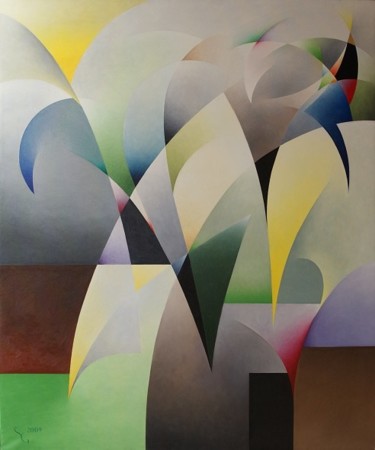 Painting titled "geometrische abstra…" by Siegbert Geis, Original Artwork, Oil