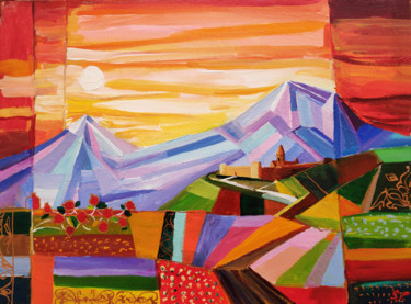 Картина под названием "Ararat #1" - Sona Petrosyan, Подлинное произведение искусства, Акрил Установлен на Деревянная рама дл…