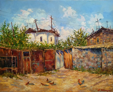 Картина под названием "Village #1" - Sona Petrosyan, Подлинное произведение искусства, Акрил