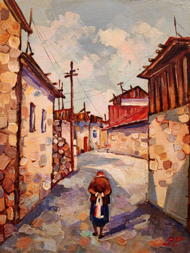 Schilderij getiteld "Village #2" door Sona Petrosyan, Origineel Kunstwerk, Acryl