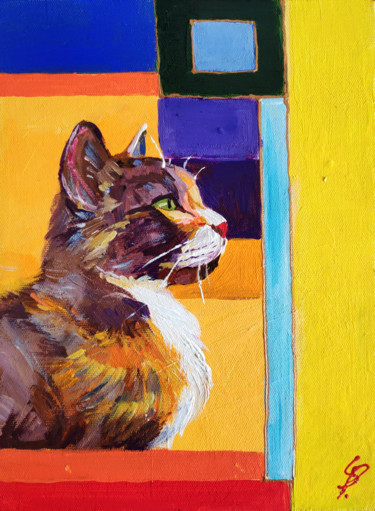 Картина под названием "Cat #2" - Sona Petrosyan, Подлинное произведение искусства, Акрил