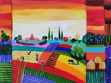 Картина под названием "Village #4" - Sona Petrosyan, Подлинное произведение искусства, Акрил