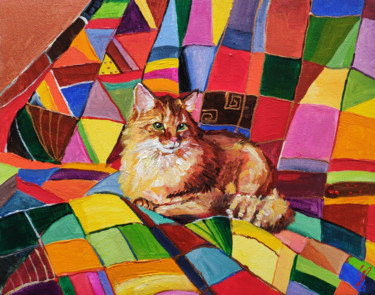 Картина под названием "Cat #4" - Sona Petrosyan, Подлинное произведение искусства, Акрил