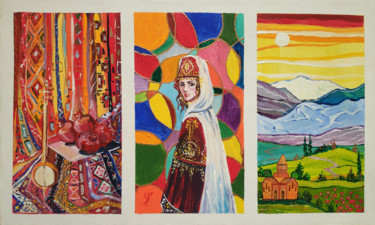 Картина под названием "Armenia #1" - Sona Petrosyan, Подлинное произведение искусства, Акрил Установлен на Деревянная рама д…
