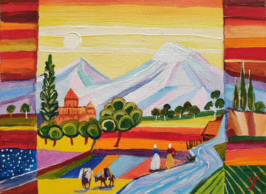 Картина под названием "Ararat #5" - Sona Petrosyan, Подлинное произведение искусства, Акрил Установлен на Деревянная рама дл…