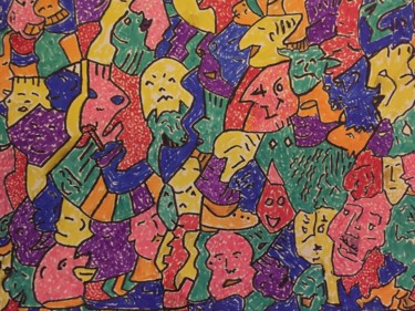 Painting titled "Life exchanges" by Steven G Humble, Original Artwork, Ink Mounted on Cardboard