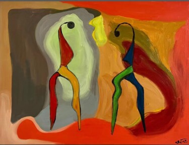 Painting titled "Dancing Together "B…" by Sha Kama, Original Artwork, Oil
