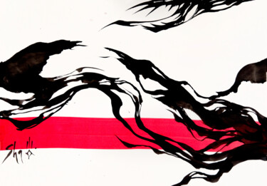 图画 标题为“Red line” 由Sha, 原创艺术品, 墨