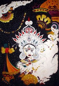 Painting titled "Durga" by Shabu Kutty, Original Artwork, Other