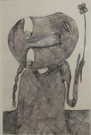 Disegno intitolato "without title" da Shadi Tuafra, Opera d'arte originale, Penna gel