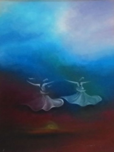 Whirling Dervishes12 Painting titled "Whirling Dervishes12" by Shafique Farooqi, Original Art, Oil