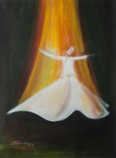 Malerei mit dem Titel "Whirling Dervishes27" von Shafique Farooqi, Original-Kunstwerk, Öl