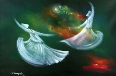 Malarstwo zatytułowany „Whirling Dervishes…” autorstwa Shafique Farooqi, Oryginalna praca, Olej