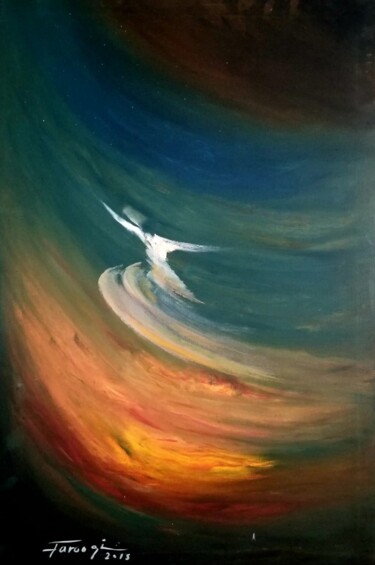 Painting titled "Whirling Dervishes…" by Shafique Farooqi, Original Artwork, Oil