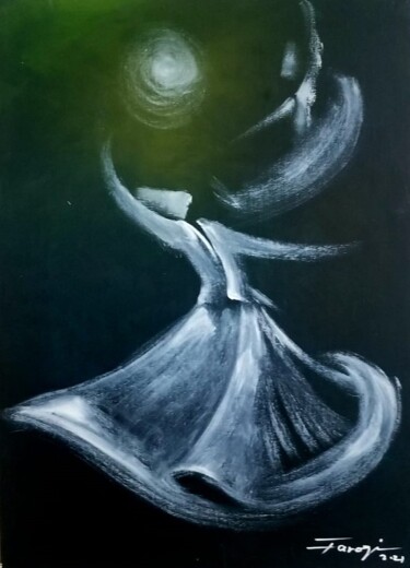 Peinture intitulée "Whirling Dervishes.2" par Shafique Farooqi, Œuvre d'art originale, Huile