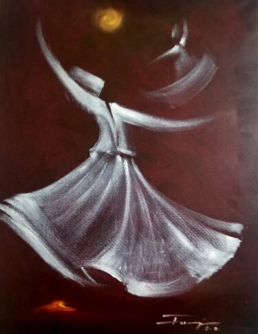 Pittura intitolato "Whirling Dervishes.7" da Shafique Farooqi, Opera d'arte originale, Olio