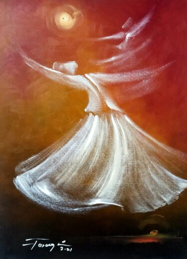 Pittura intitolato "Whirling Dervishes.8" da Shafique Farooqi, Opera d'arte originale, Olio