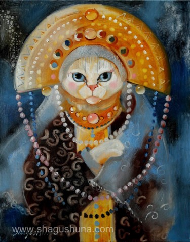 Peinture intitulée "БЕЛАЯ КОРОЛЕВА. Кар…" par Olga Shagushina, Œuvre d'art originale, Huile