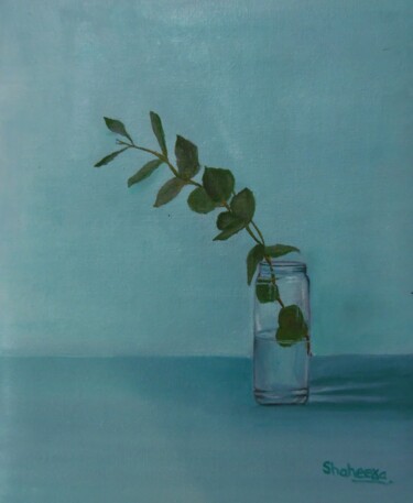 Painting titled "IN LEAF II" by Shaheera Sandhu, Original Artwork, Oil Mounted on Other rigid panel