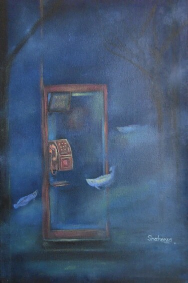 Painting titled "Pay Phone" by Shaheera Sandhu, Original Artwork, Oil