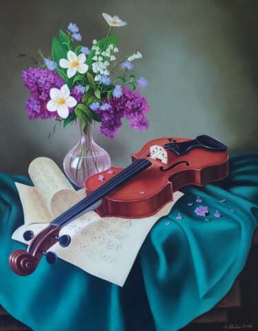 Painting titled "Violin" by Shahen Aleksandryan, Original Artwork, Oil
