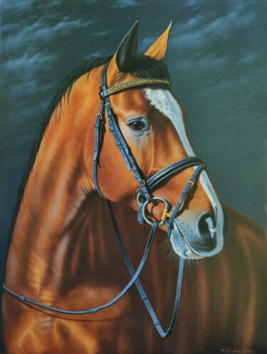 Painting titled "Horse #1" by Shahen Aleksandryan, Original Artwork, Oil