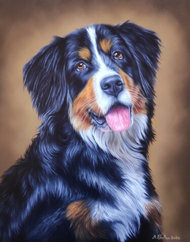 Painting titled "Dog" by Shahen Aleksandryan, Original Artwork, Oil