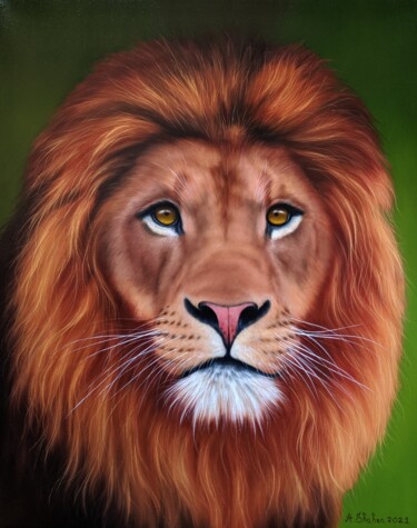 Pintura intitulada "Lion portrait 2" por Shahen Aleksandryan, Obras de arte originais, Óleo