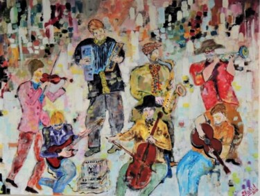 Schilderij getiteld "The Orchestra" door Shahid Zuberi, Origineel Kunstwerk, Acryl