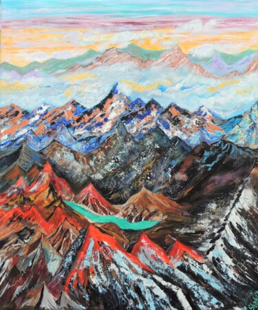 Painting titled "Sundown at Karakorum" by Shahid Zuberi, Original Artwork, Acrylic