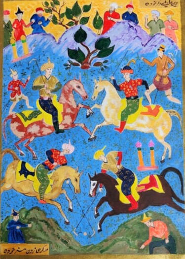 Ζωγραφική με τίτλο "Chogan -- A Polo Ma…" από Shahid Zuberi, Αυθεντικά έργα τέχνης, Ακρυλικό