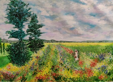 Painting titled "Poppies at  Argente…" by Shahid Zuberi, Original Artwork, Acrylic