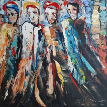Peinture intitulée "Les hommes2" par Shahram Nabati, Œuvre d'art originale, Huile Monté sur Châssis en bois