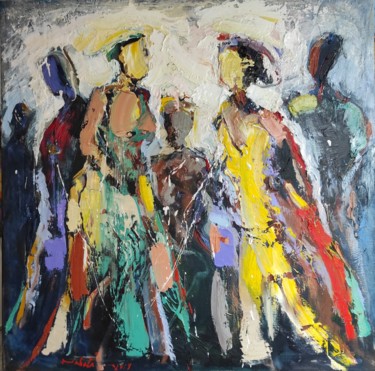 Peinture intitulée "Les hommes3" par Shahram Nabati, Œuvre d'art originale, Huile Monté sur Châssis en bois